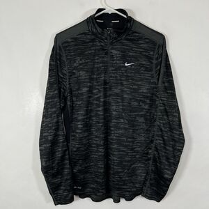 Nike Running Long Sleeve 1/4 Zip Pullover Womens Size Large Gray Black Camo